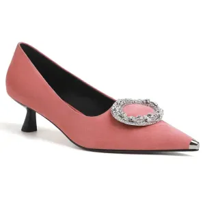 Aamani Pink Suede Kitten Heels