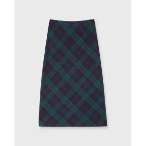 Ann Mashburn Marina Side Zip Skirt in Blackwatch Tartan Stretch Wool