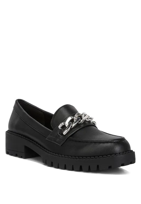 Ashby Faux Leather Chunky Block Heel Loafers