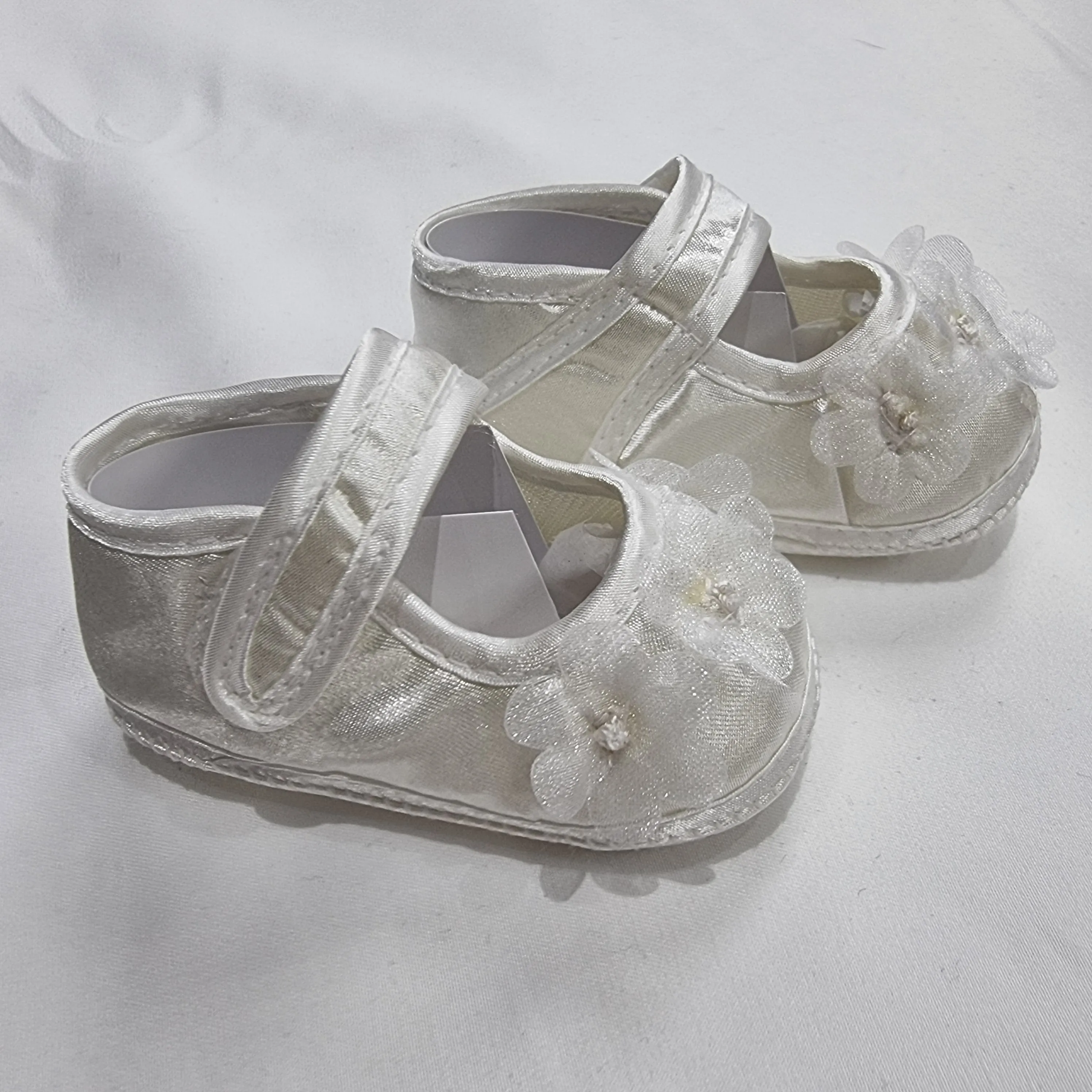 Baby Girls Soft Organza Shoes Lace Flower Ivory