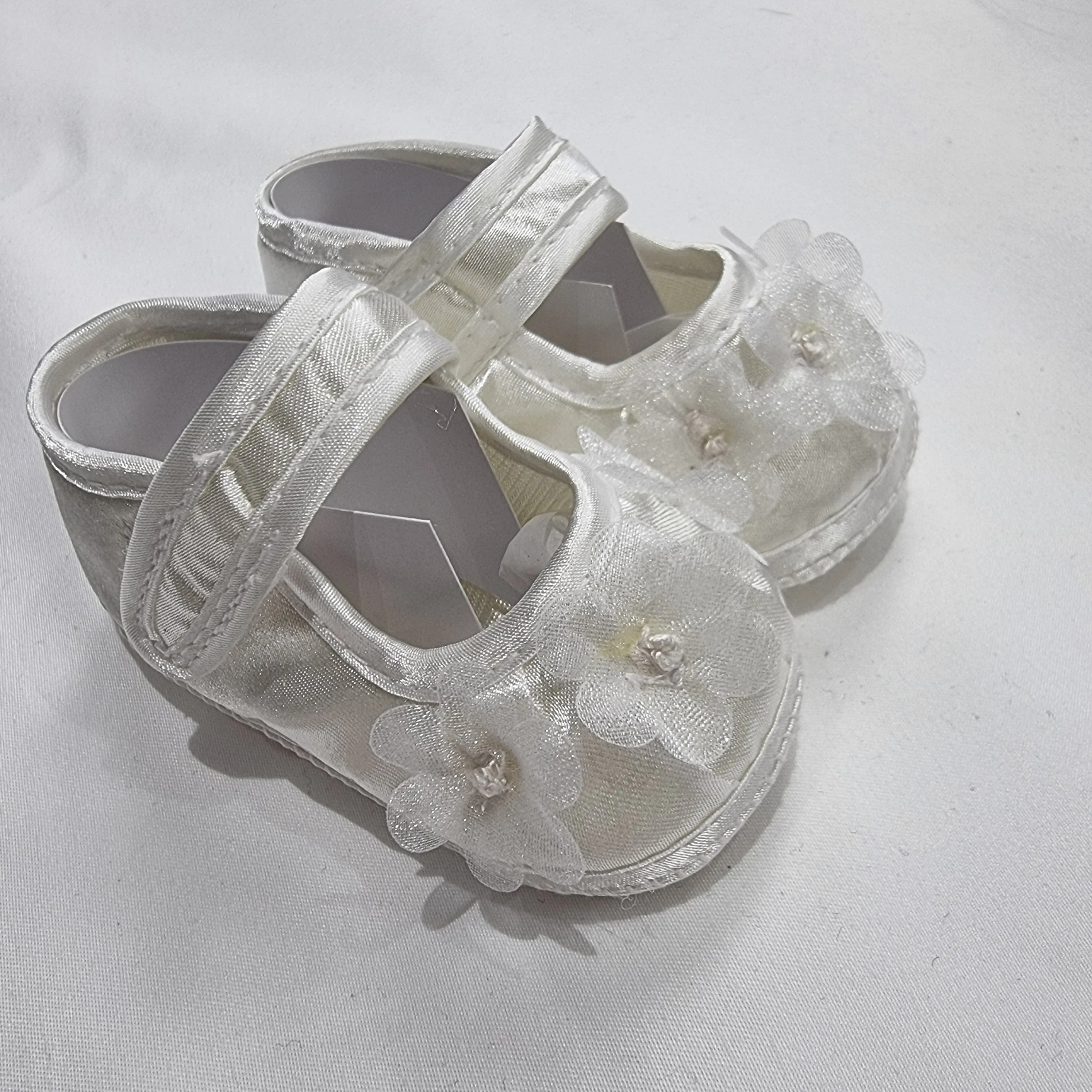 Baby Girls Soft Organza Shoes Lace Flower Ivory