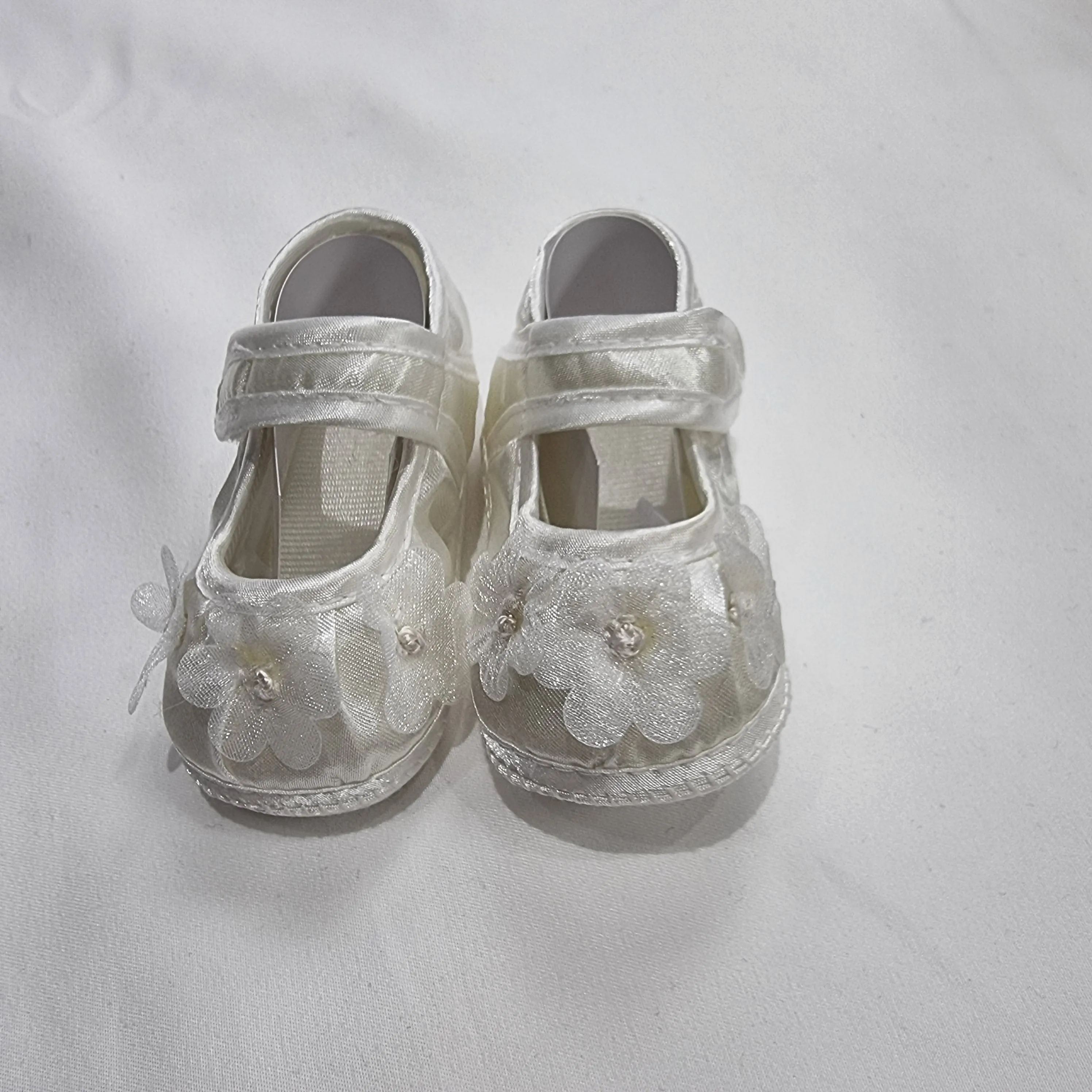 Baby Girls Soft Organza Shoes Lace Flower Ivory