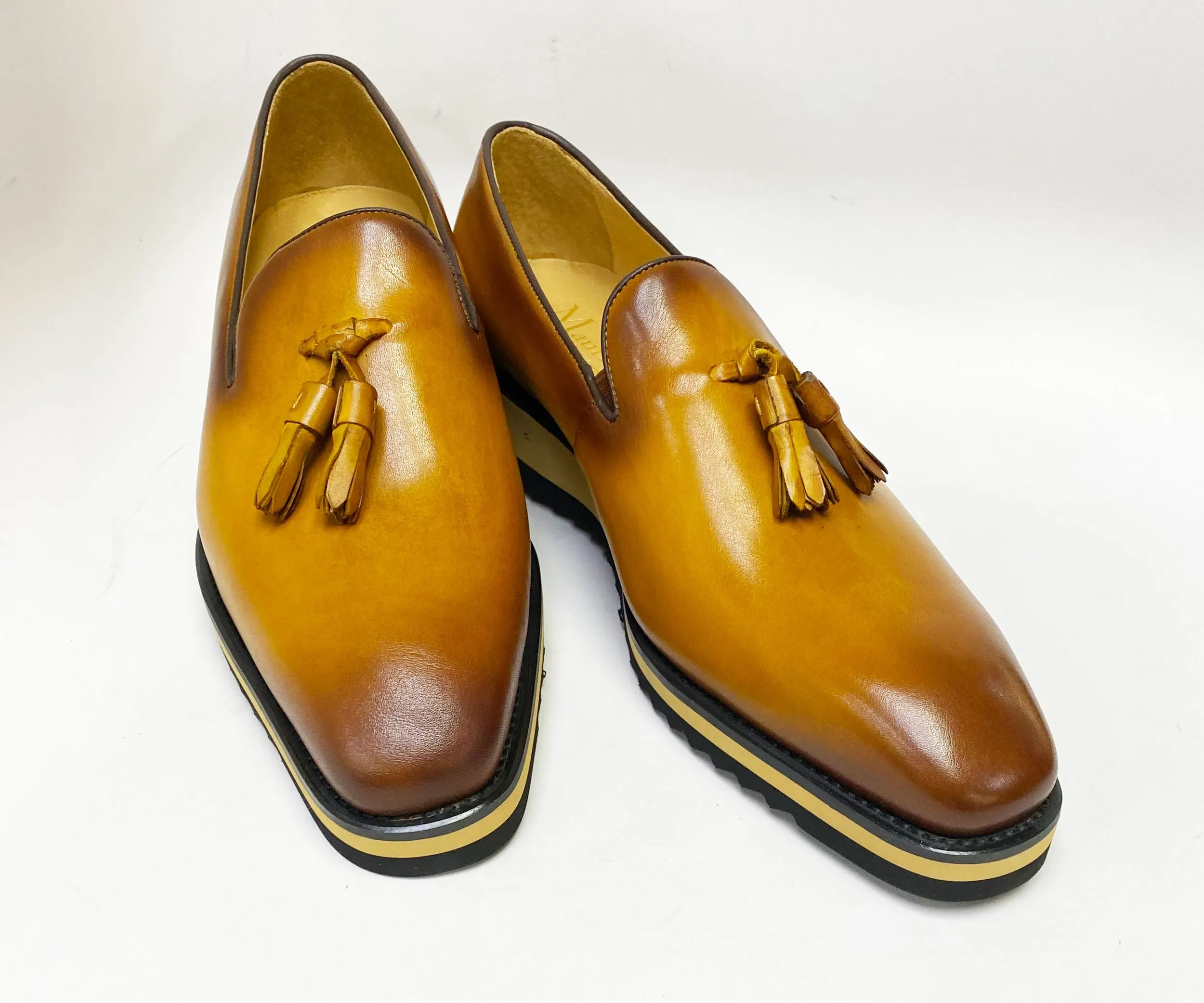 Calfskin Slip-On Tasseled Loafer Cognac