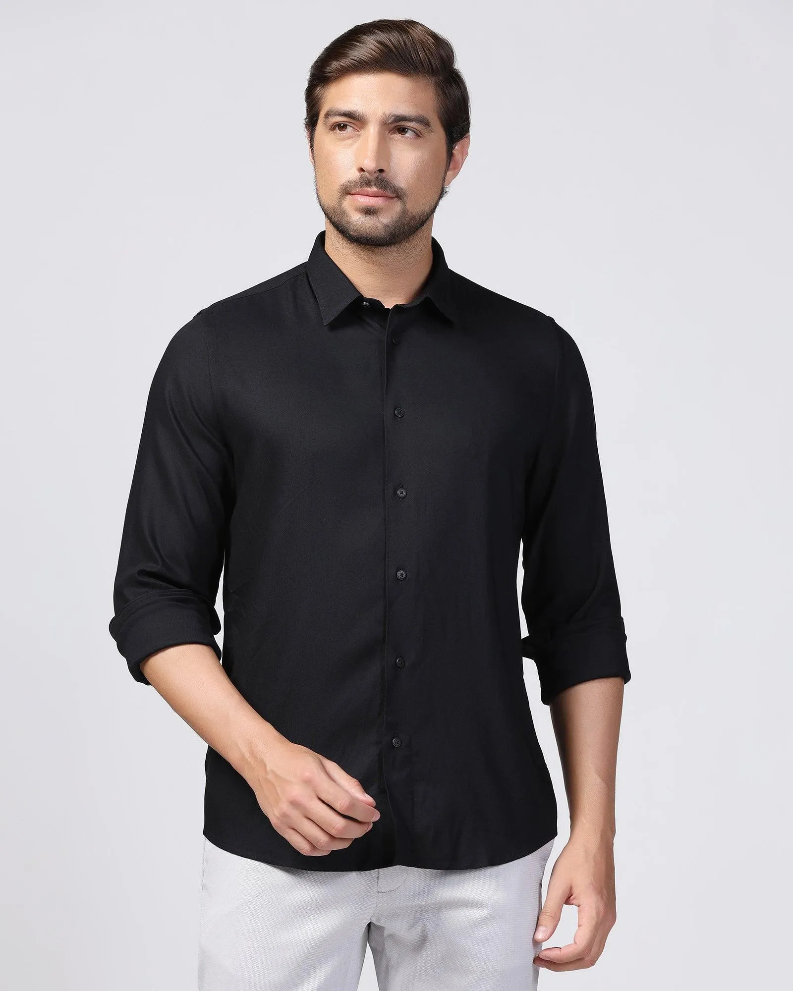 Casual Black Solid Shirt - Gerald