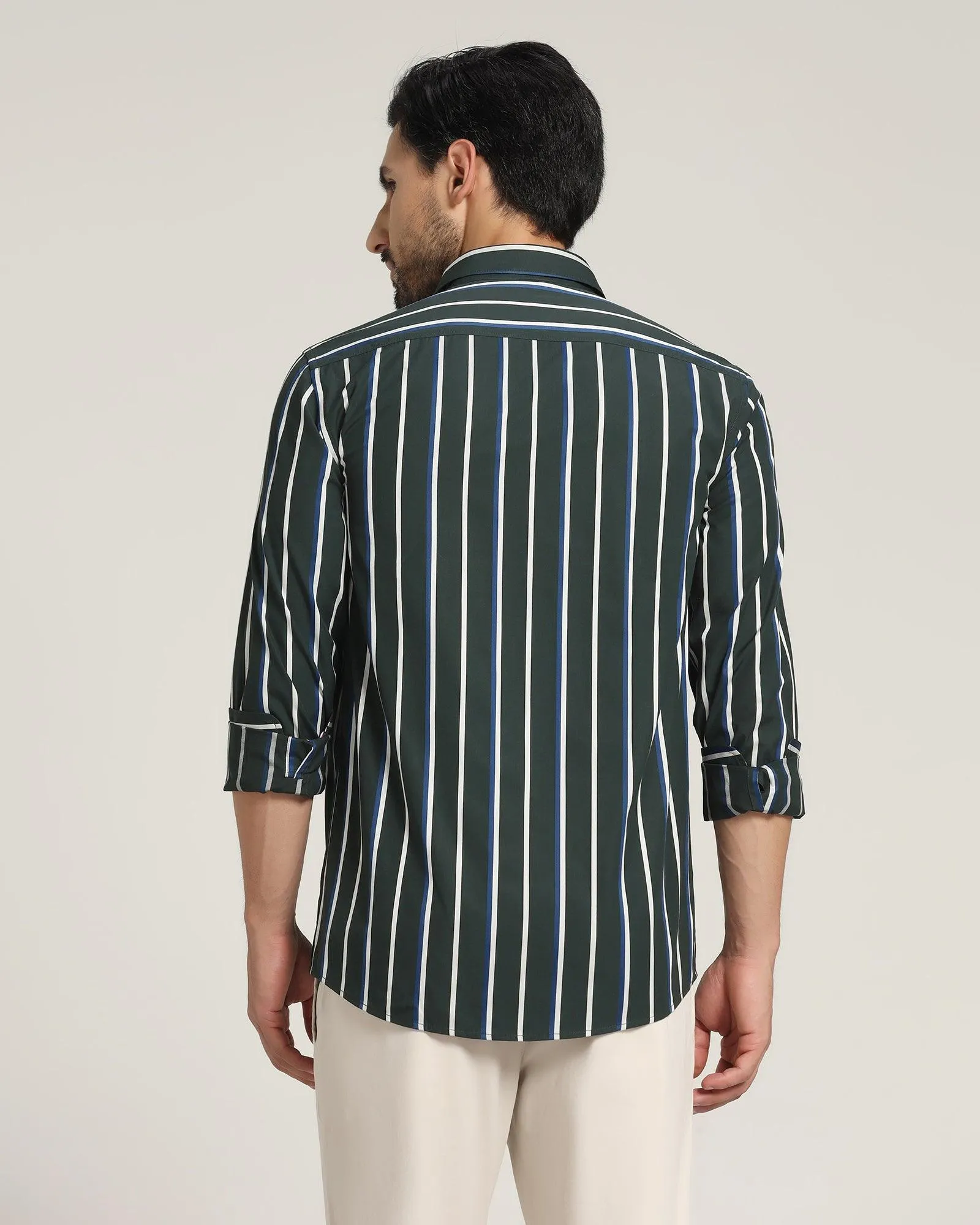 Casual Green Striped Shirt - Layrs