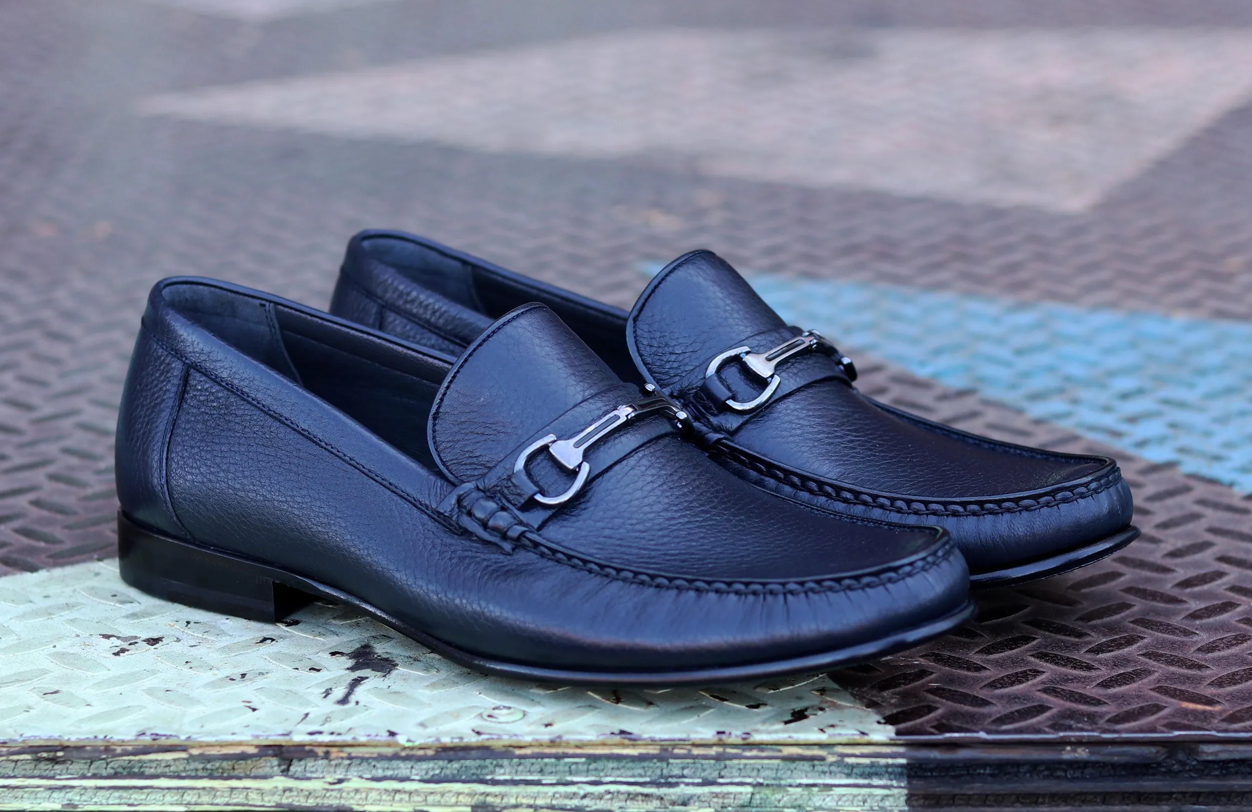 Corrente Deerskin Slip-On Loafer Navy