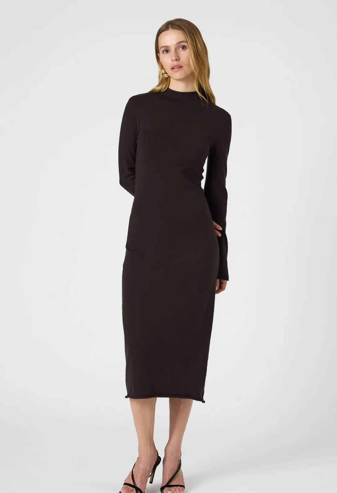 Cosysoft Side Split Midi Dress- Chocolate Ganache