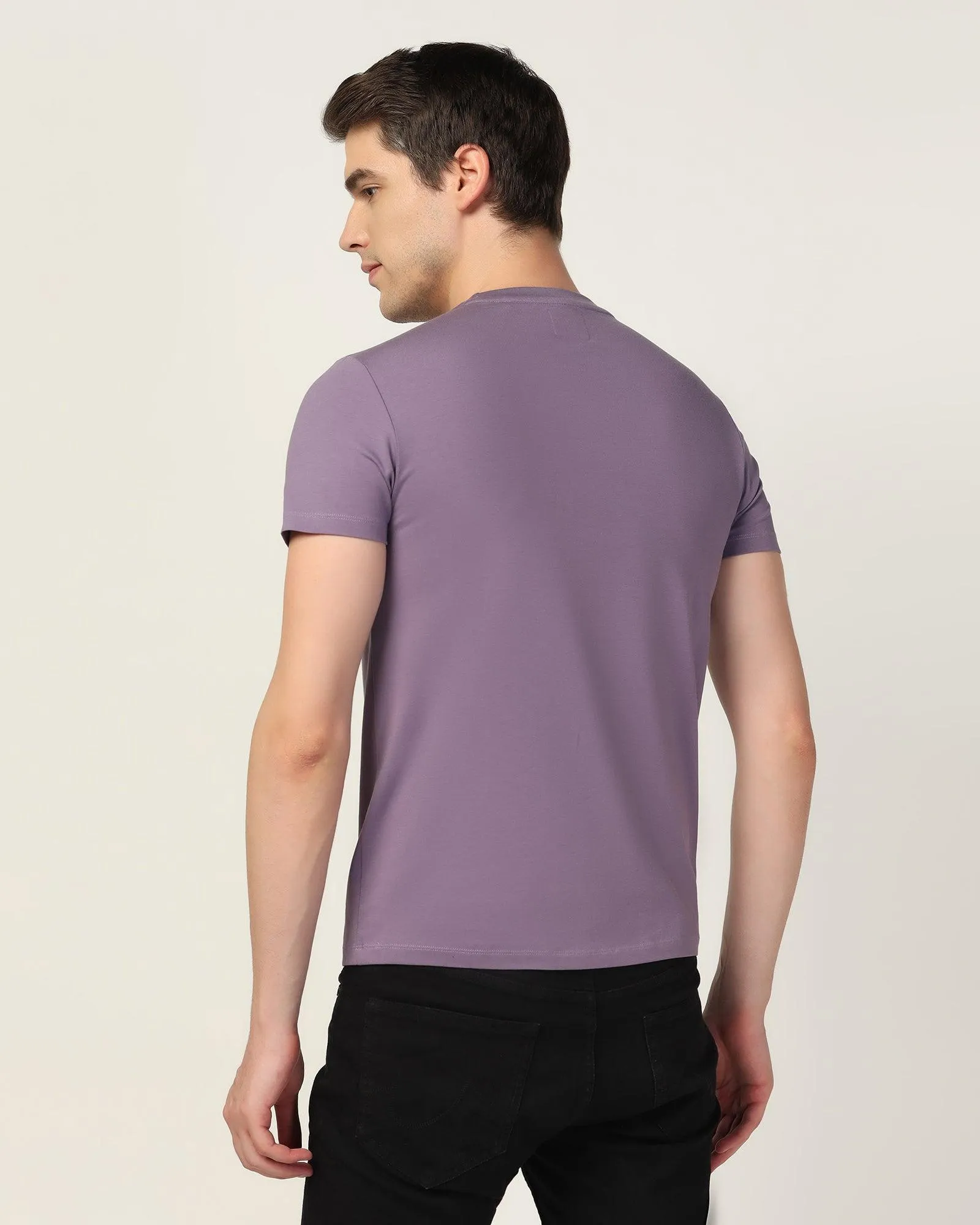 Crew Neck Purple Solid T-Shirt - Salve