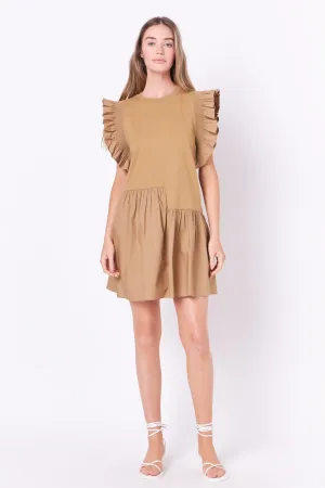 English Factory - Mixed Media Ruffled Detail Mini Dress