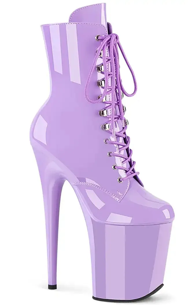 FLAMINGO-1020 Lavender Patent Ankle Boots