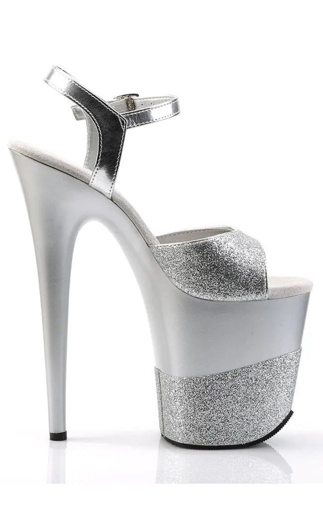 FLAMINGO-809-2G Silver Gllitter Platform Heels