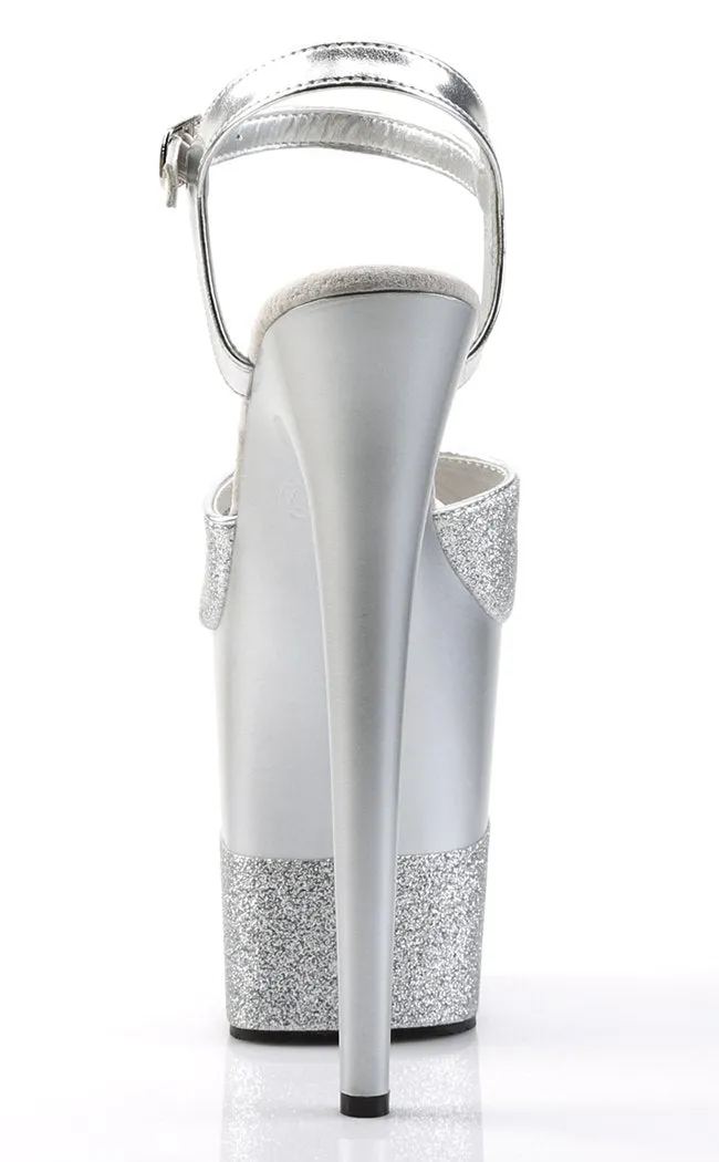 FLAMINGO-809-2G Silver Gllitter Platform Heels