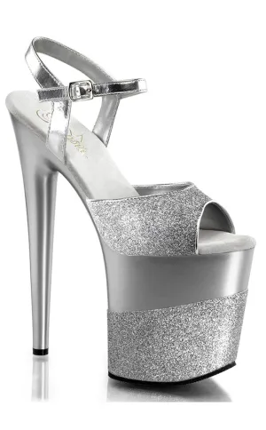 FLAMINGO-809-2G Silver Gllitter Platform Heels