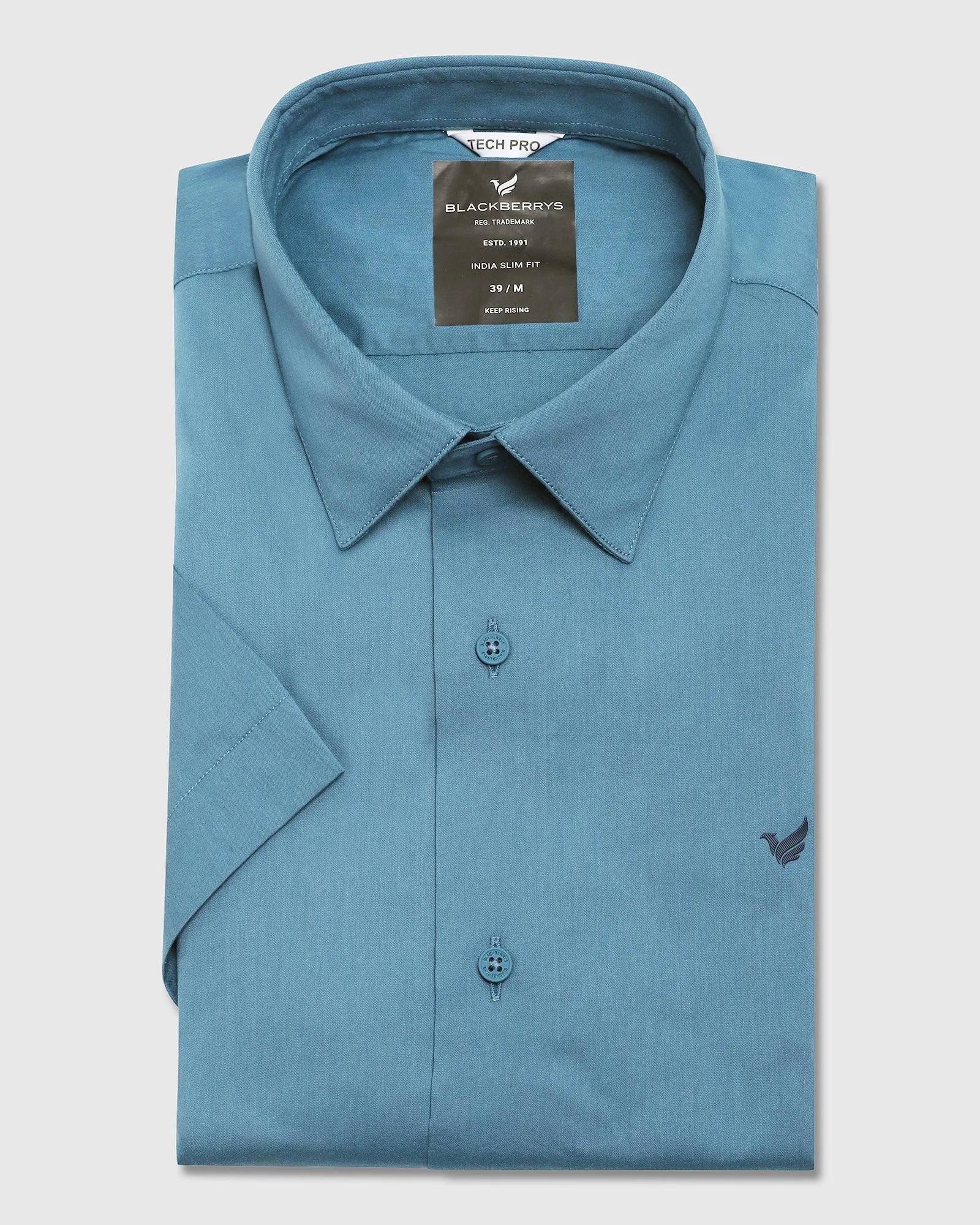 Formal Half Sleeve Teal Solid Shirt - Neil