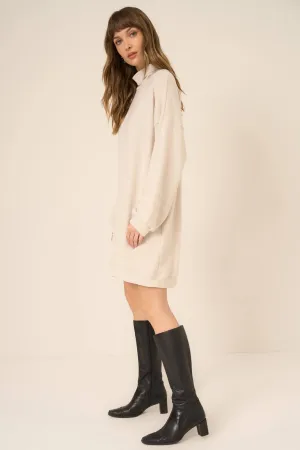 Kai Funnel Neck Cozy Dress - Oatmeal