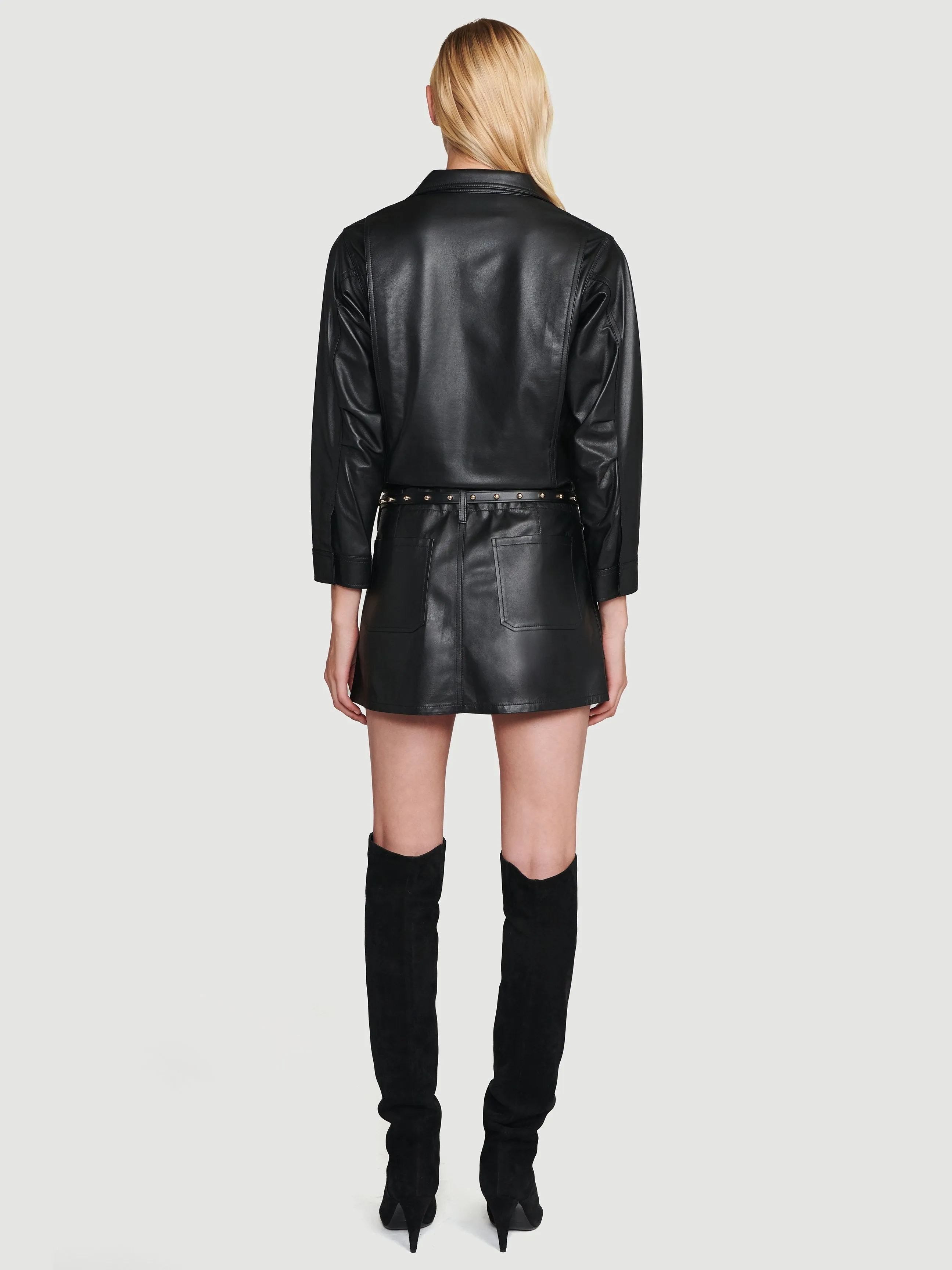 Leather Cargo Dress -- Noir