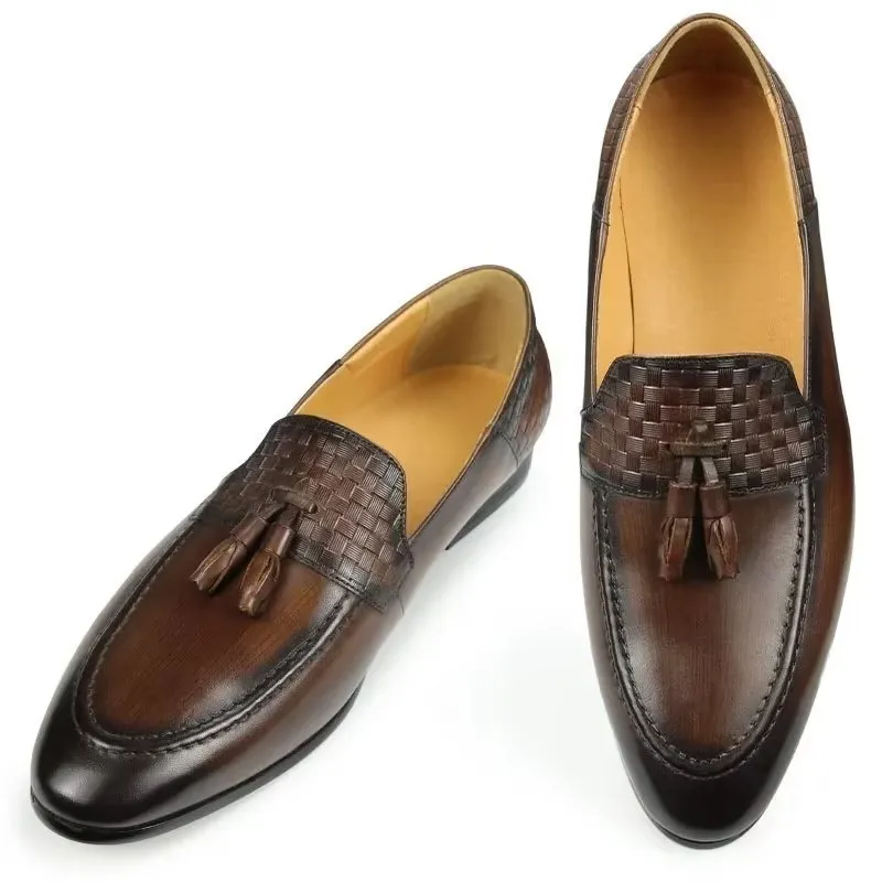 LeatherLuxe Croc Pattern Chic Slip On Loafers