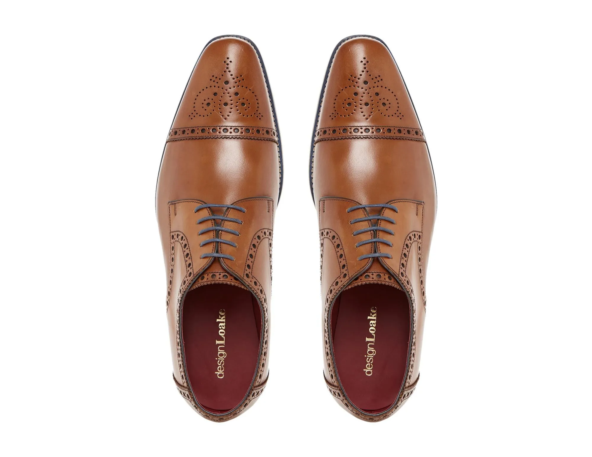 LOAKE Foley Stylish Brogue Derby Shoes - Tan