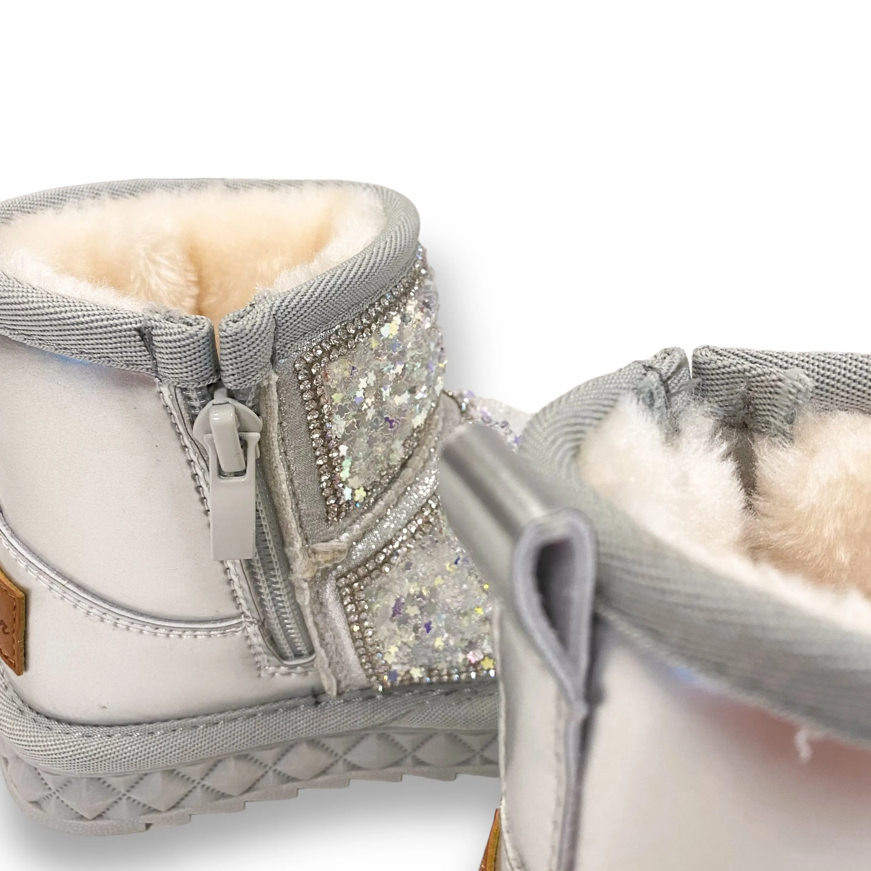 Mini Star Sequin Boots - Silver