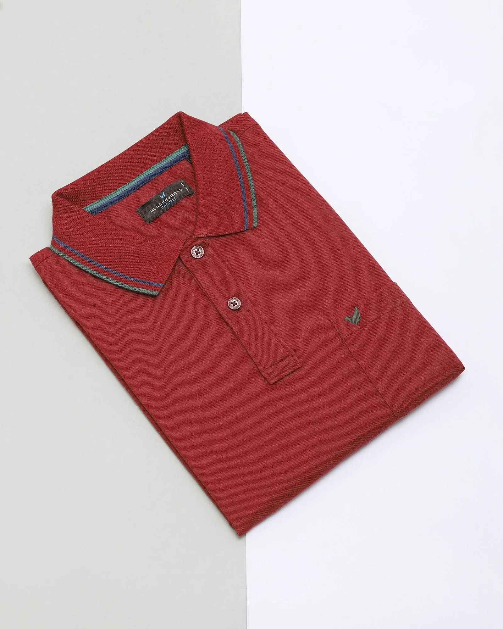 Polo Wine & Red Solid T-Shirt - Aquarius