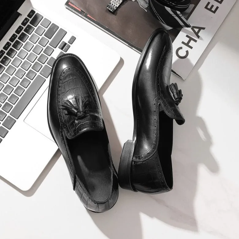 Retro Chic Exotic Tassel Leather Brogue Loafers