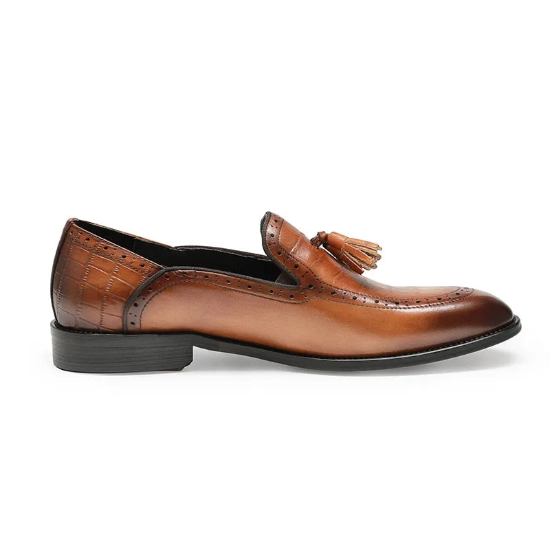 Retro Chic Exotic Tassel Leather Brogue Loafers