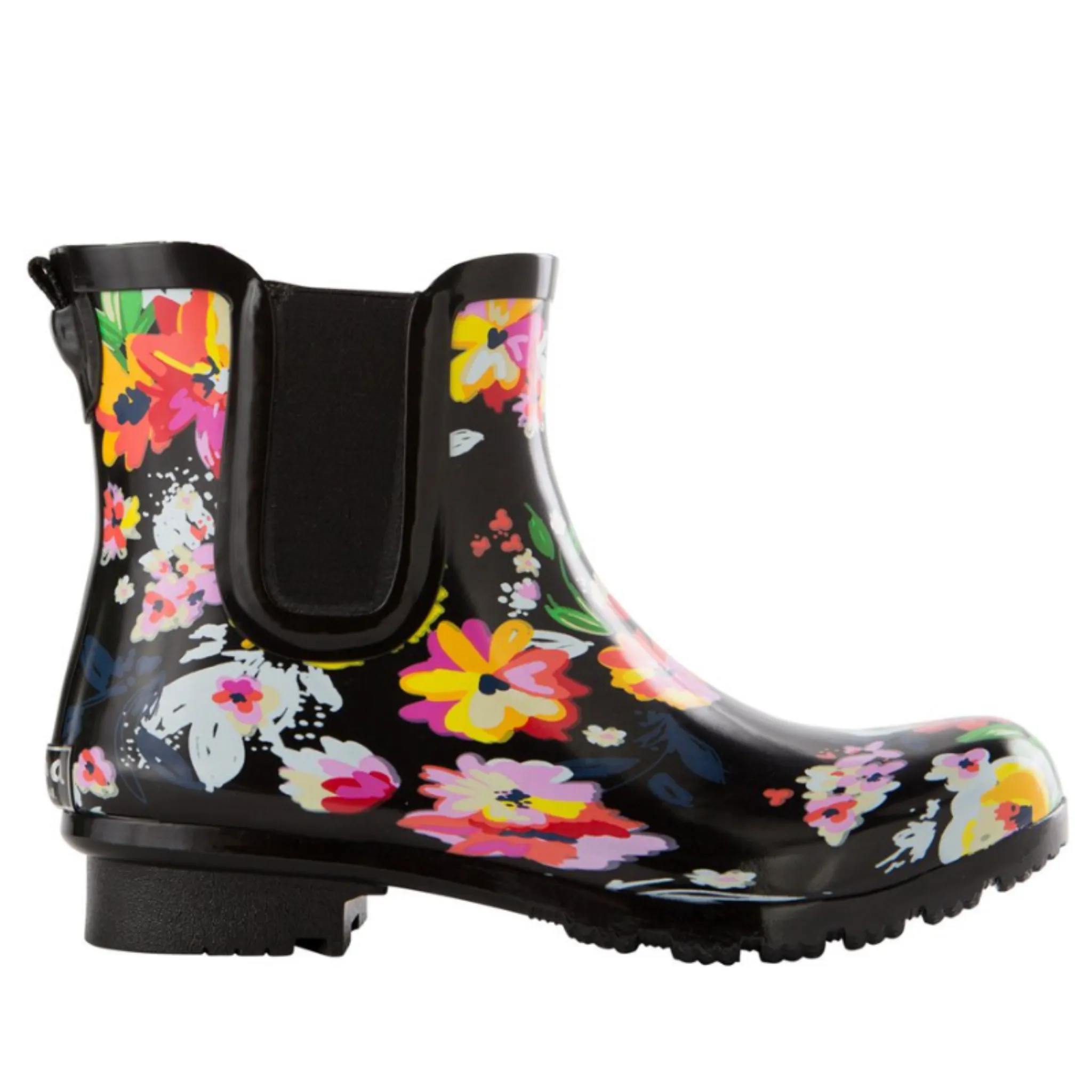 ROMA WOMEN'S CHELSEA BLACK FLORAL RAIN BOOT- RC1615