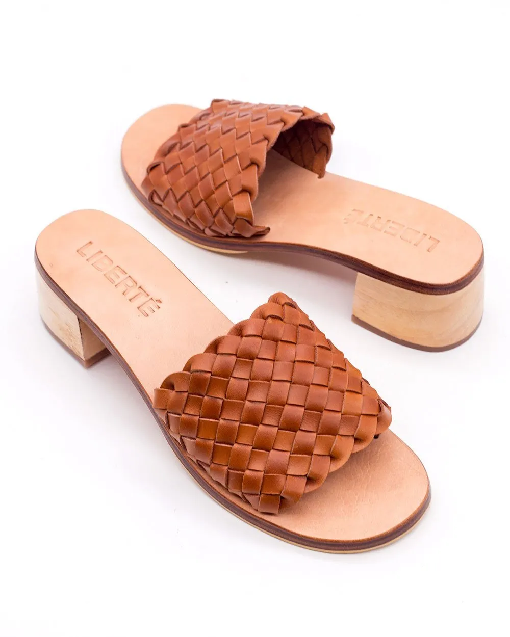 Santorini Woven Mule - Cognac