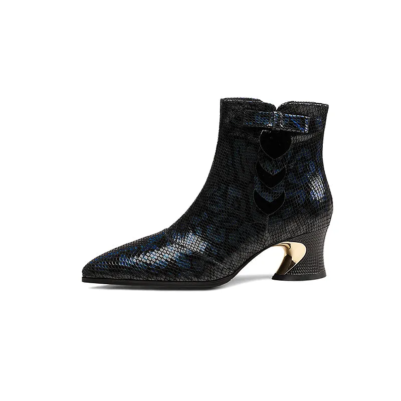 SnakeLux Western High Heel Zipper Boots