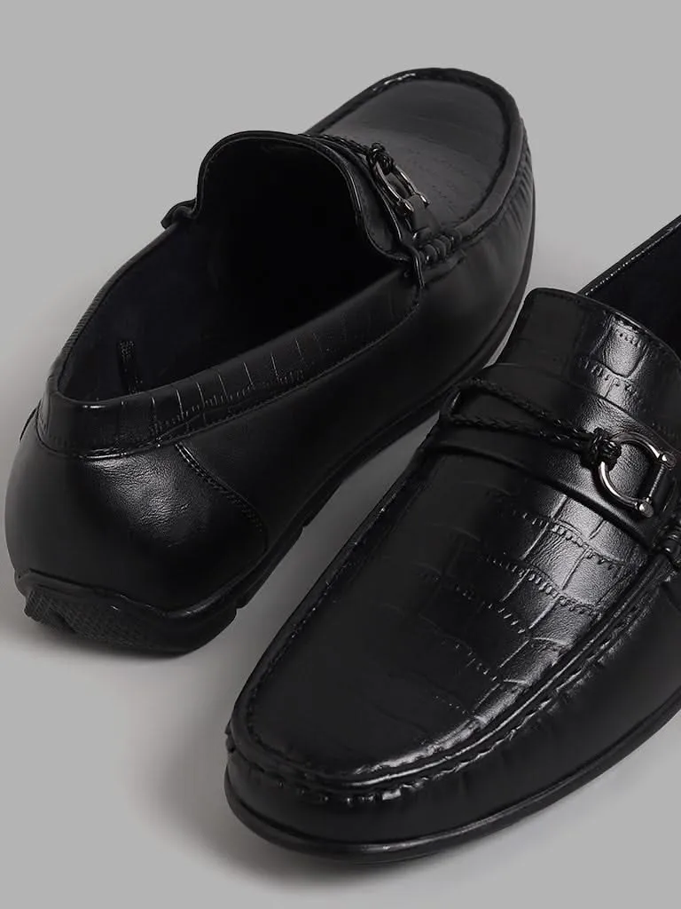 SOLEPLAY Black Self-Patterned Loafers