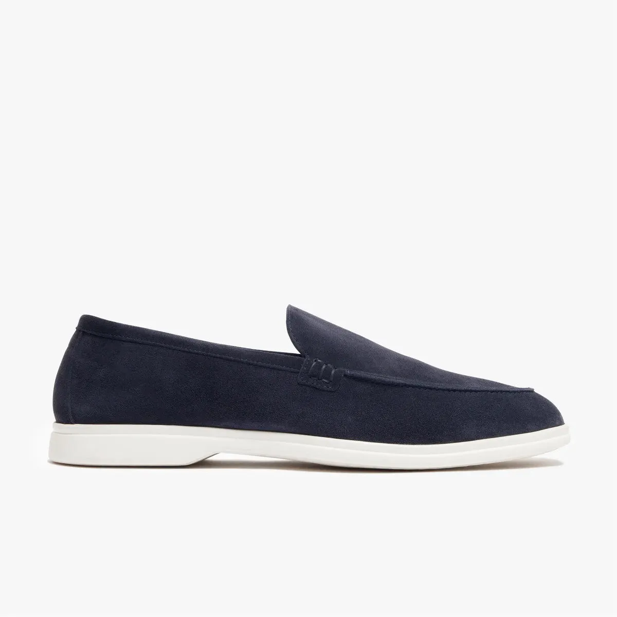 SUEDE LOAFERS WITH RUBBER OUTSOLE- NAVY