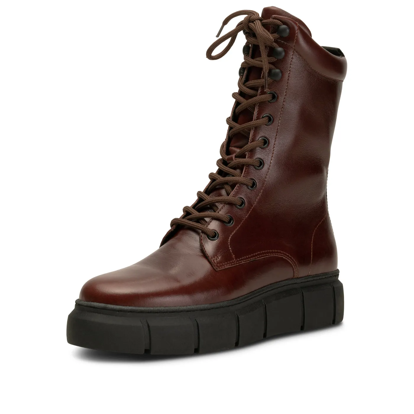 Tove lace up boot leather - BROWN