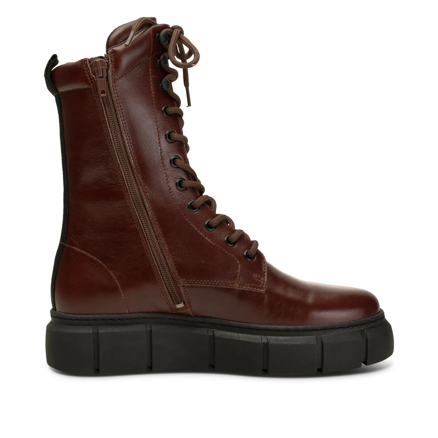 Tove lace up boot leather - BROWN