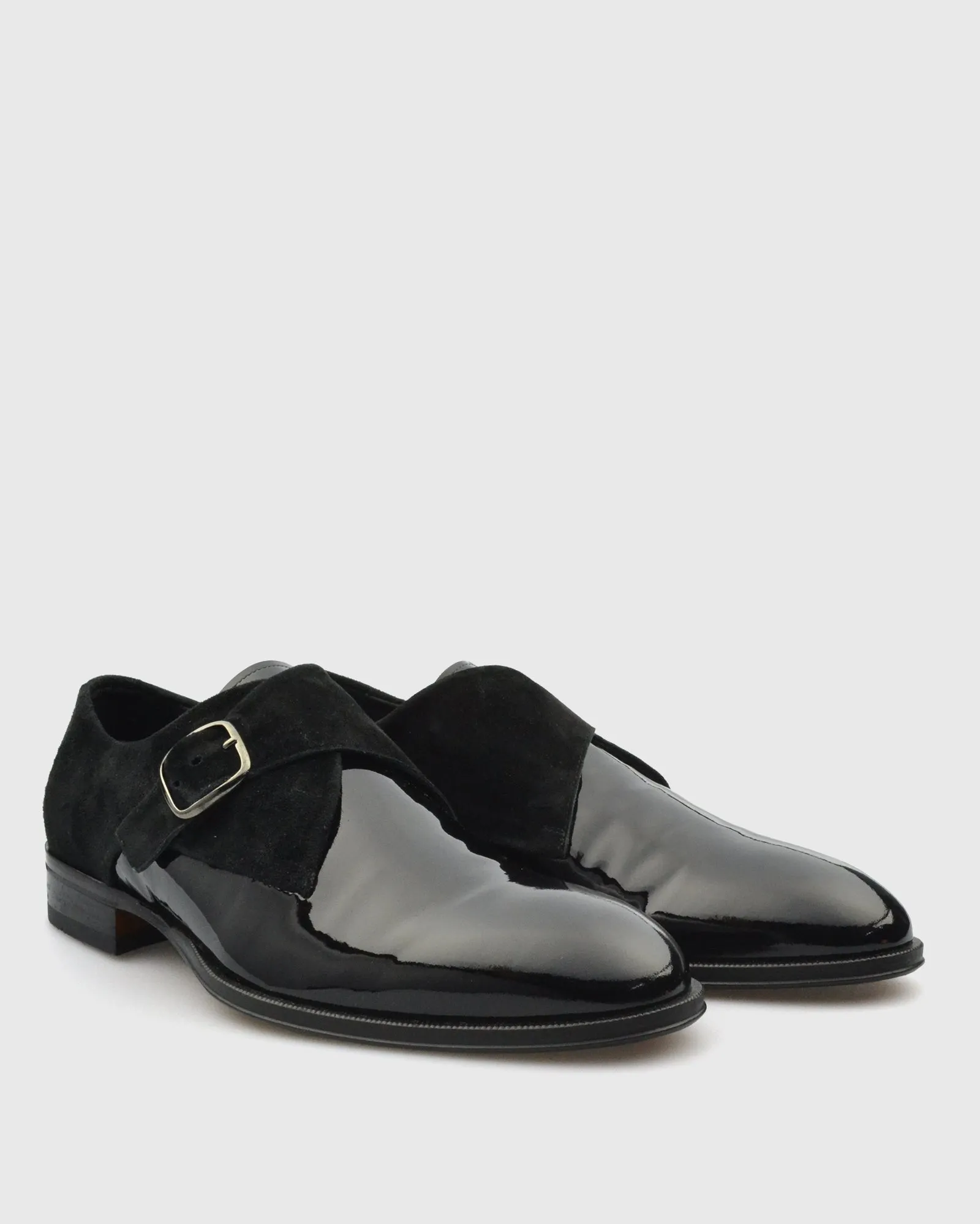 VINCENT & FRANKS VFW23MS BLACK SHINY PATENT MONK STRAP SHOE