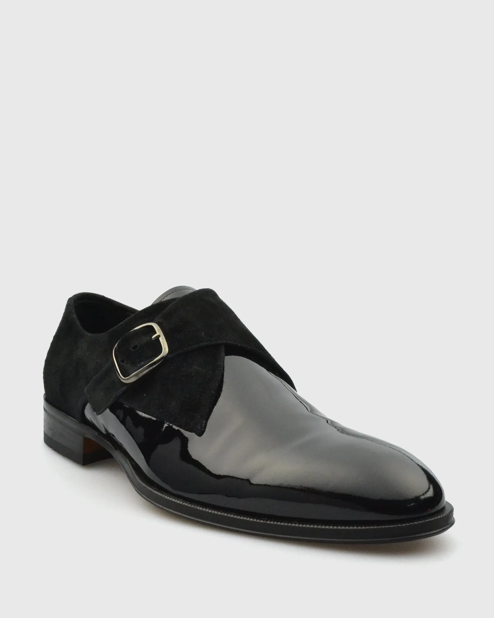 VINCENT & FRANKS VFW23MS BLACK SHINY PATENT MONK STRAP SHOE