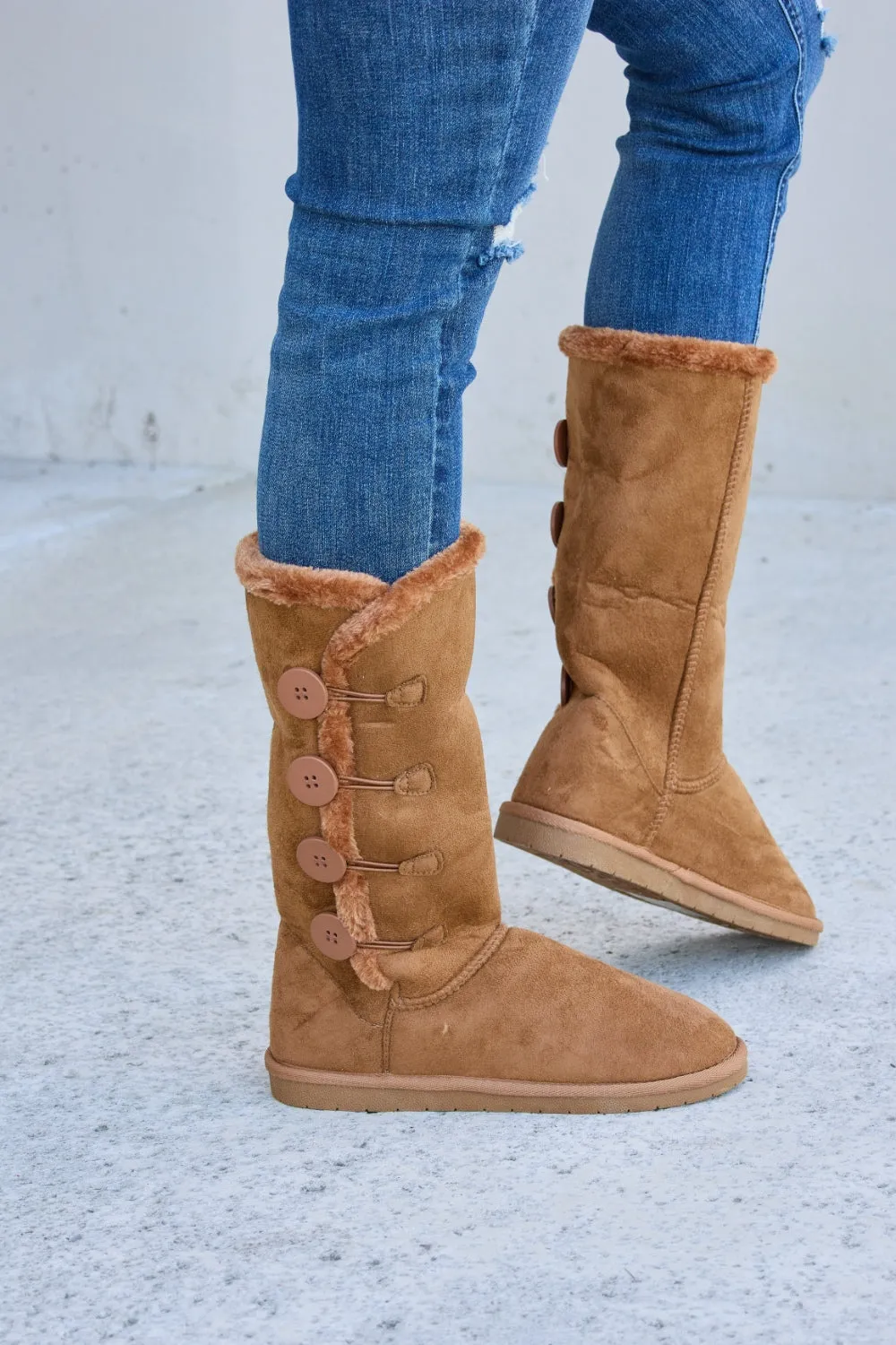 Warm Fur Lined Flat Boots