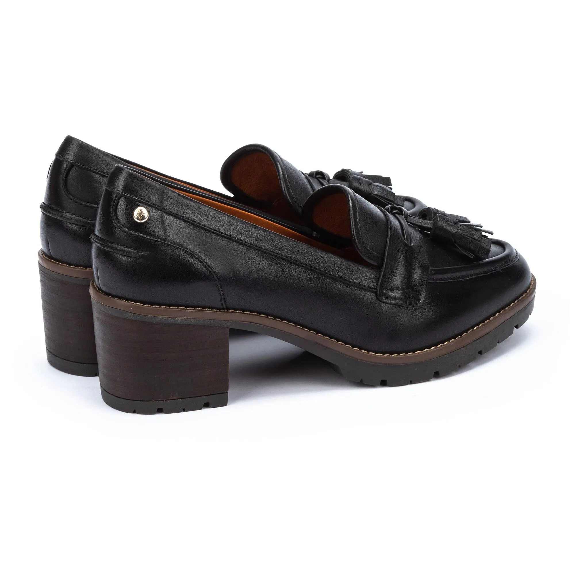 Women's Pikolinos Llanes Heeled Loafers Color: Black